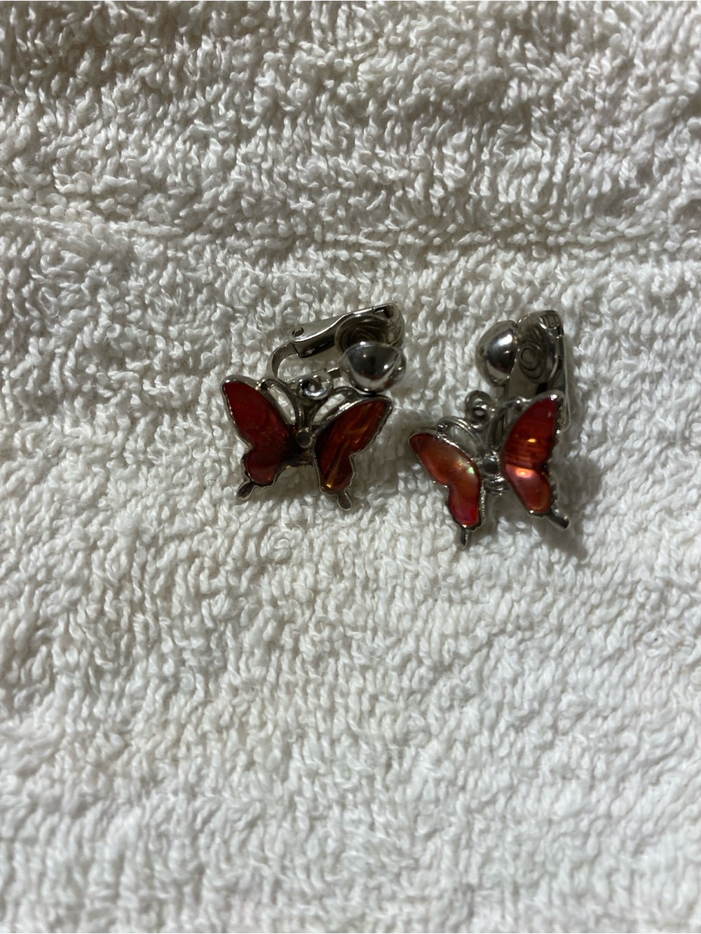 Enamel Dangle Butterfly Clip On Earrings (RR)